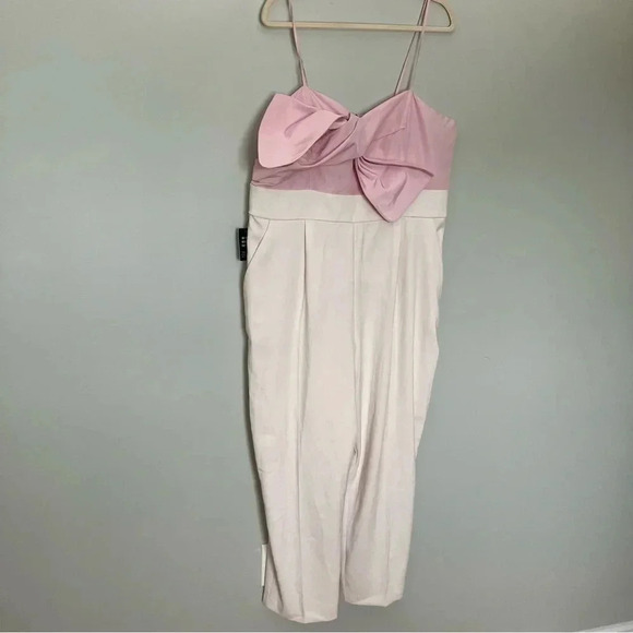NWT Express Statement Bow Color Block Straight Leg Jumpsuit - Picture 6 of 15